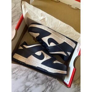 Nike Dunk Low TD Toddler Shoes Navy White Leather Sz 10C FB9107 116